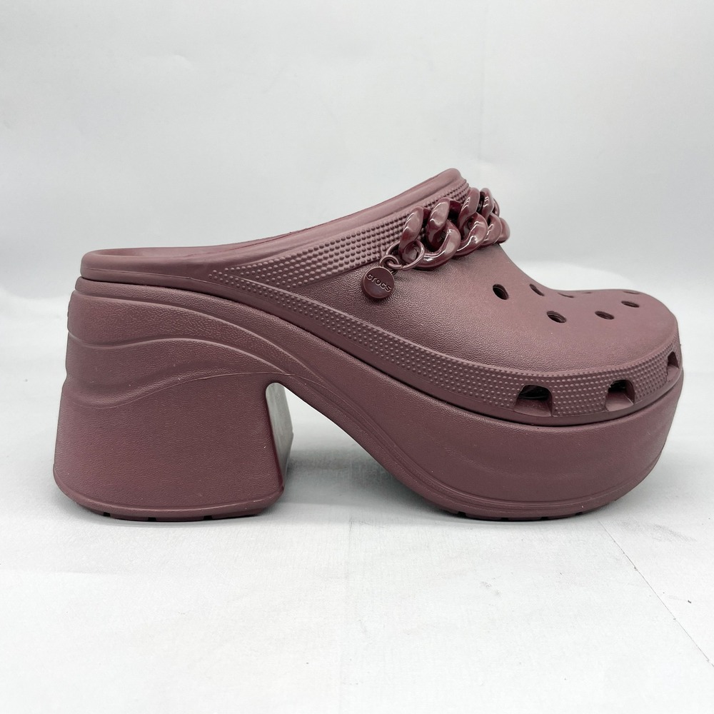Crocs Siren Chain Clog Womens 10 Burgundy Platform Chunky Heel Y2K Comfort Mule